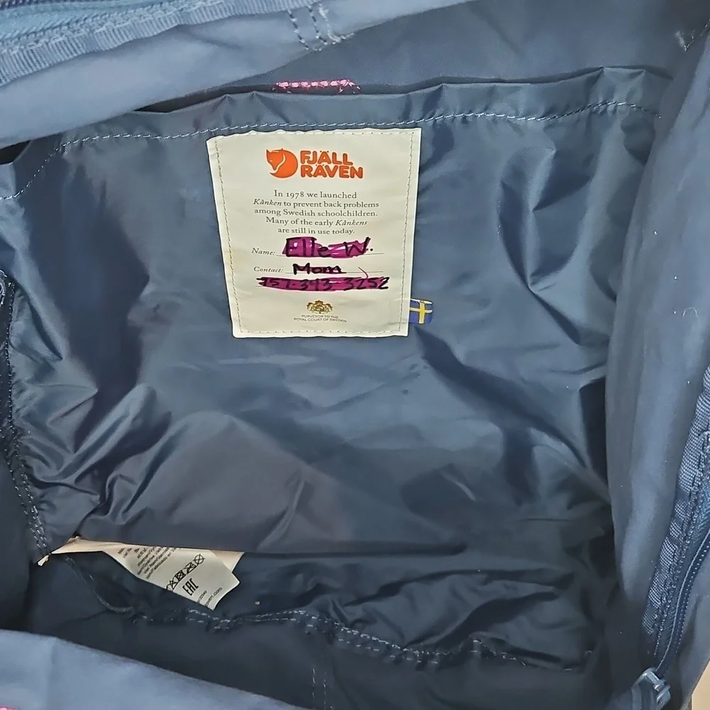 Fjallraven Kanken Everyday Backpack Blue & Pink